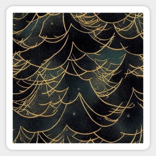 Abstract Winter Christmas Trees, Gold and Green Sticker